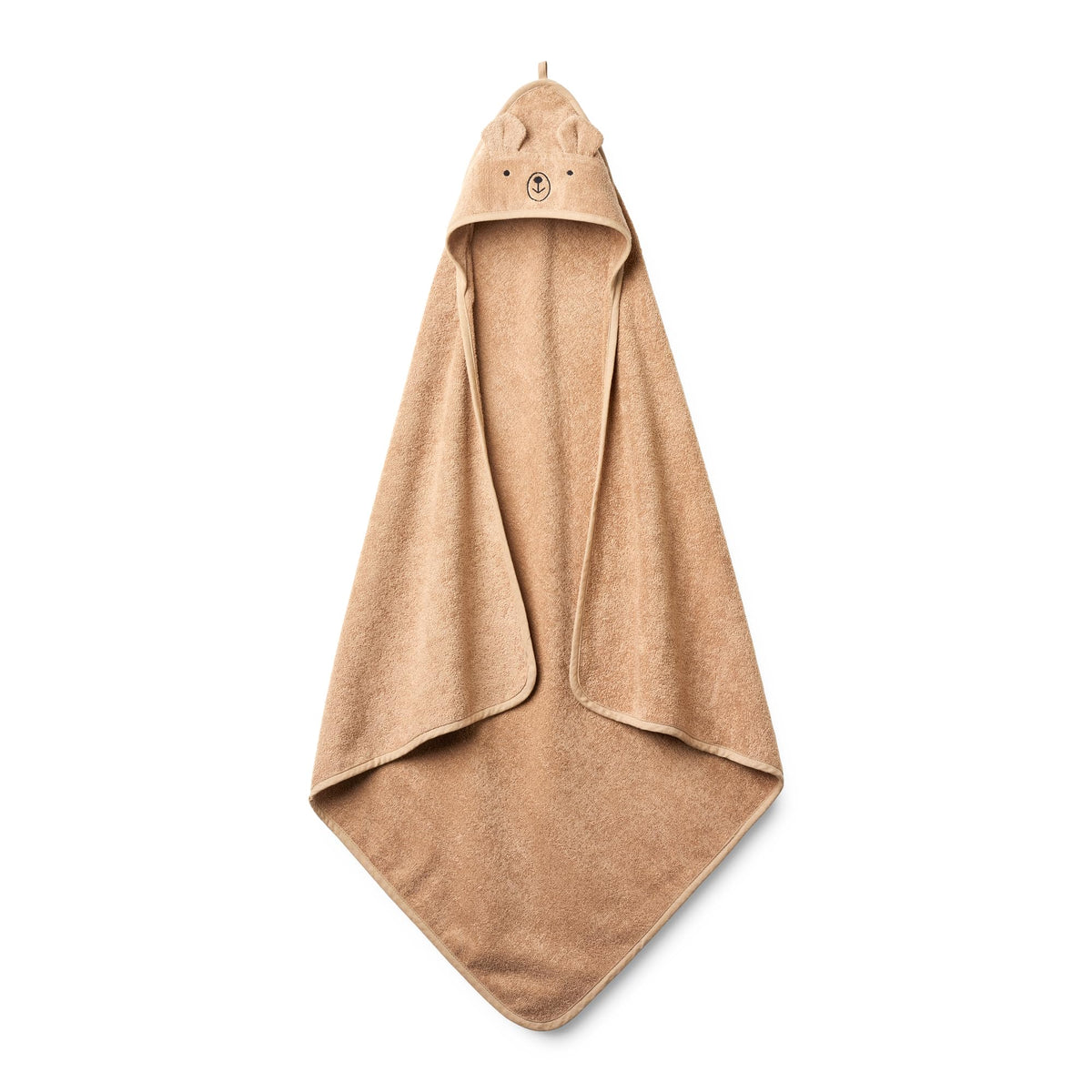 Huxie bear hooded towel keeps baby warm after bath.
