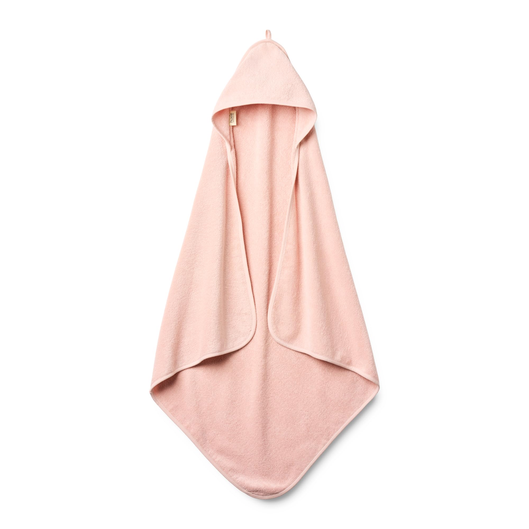 Huxie baby hooded towel in organic cotton, plush and gentle for delicate skin.