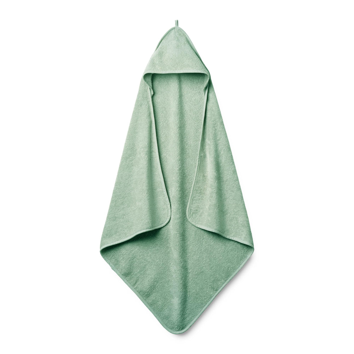 Huxie hooded towel in roman green, plush organic cotton for gentle post-bath warmth.