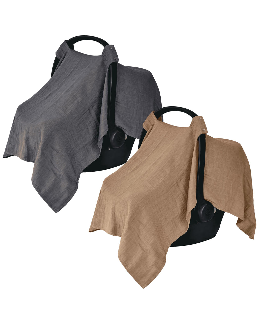 Huxie carseat cover organic muslin close-up showcases breathable fabric for baby comfort