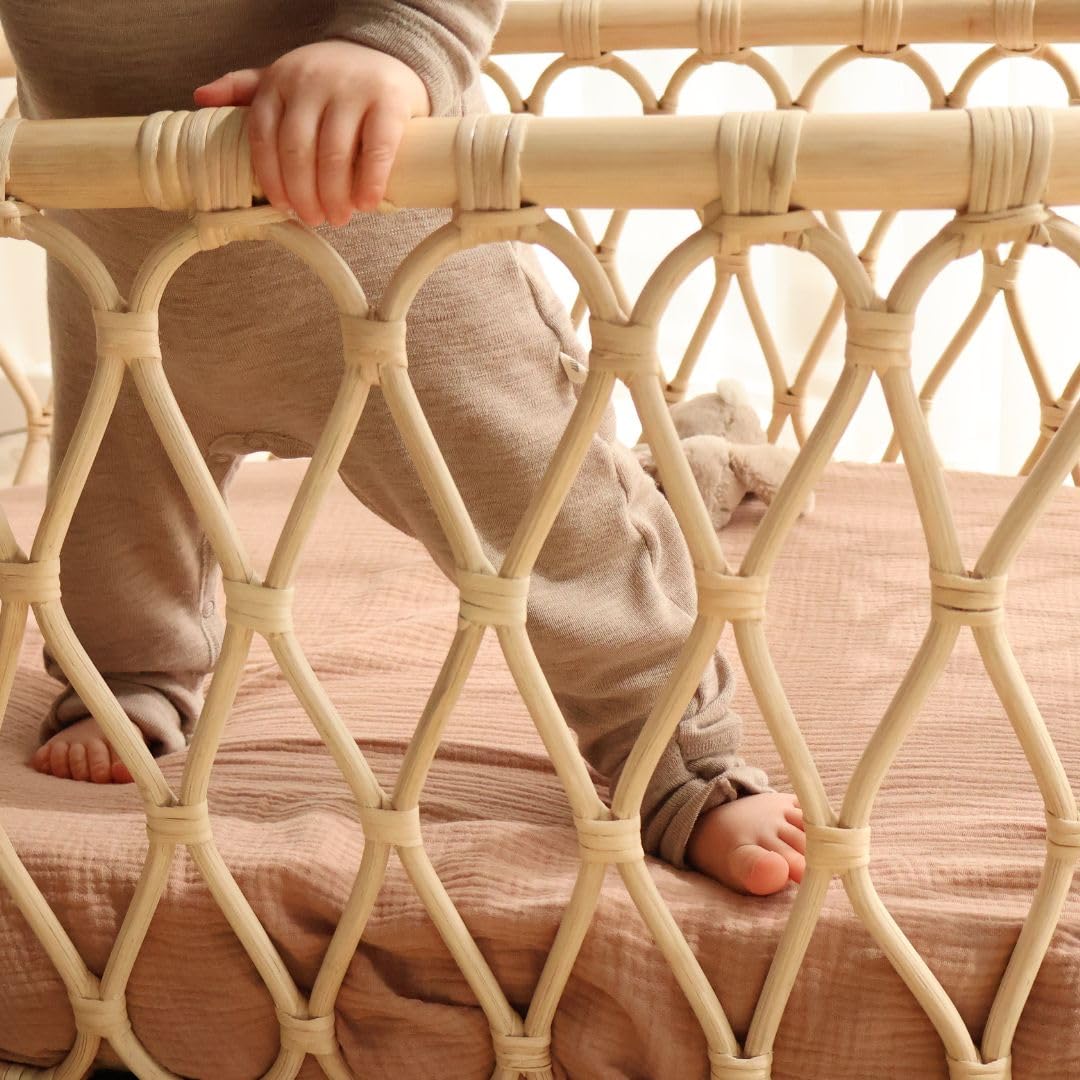 Huxie crib sheets natural color suits a calm, timeless nursery.