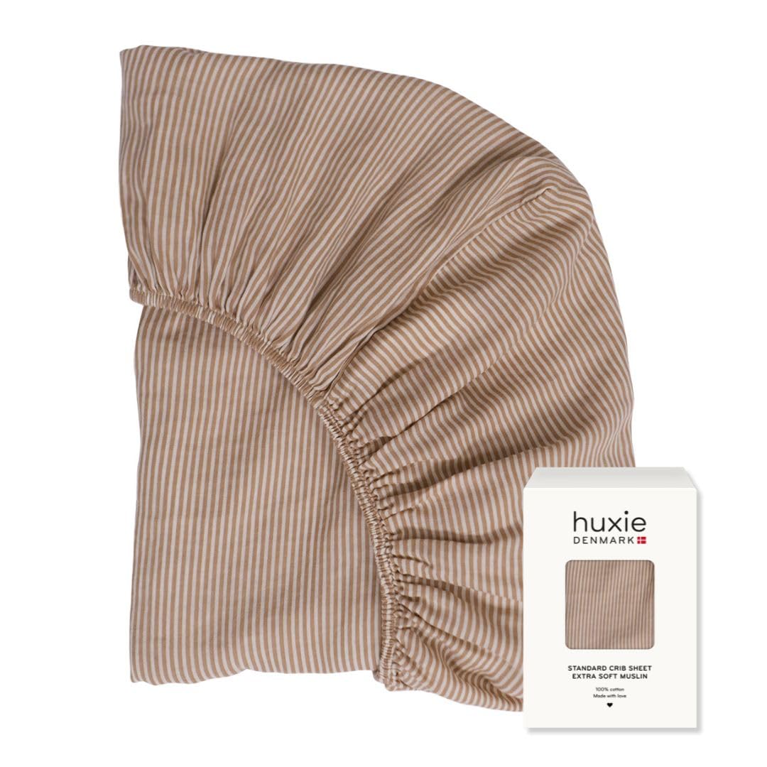 Huxie organic cotton natural stripe crib sheets offer breathable softness for safe baby sleep