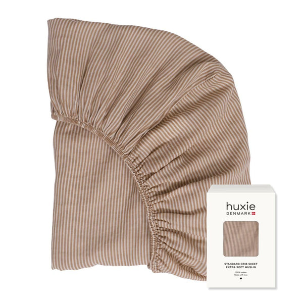 Huxie organic cotton natural stripe crib sheets offer breathable softness for safe baby sleep