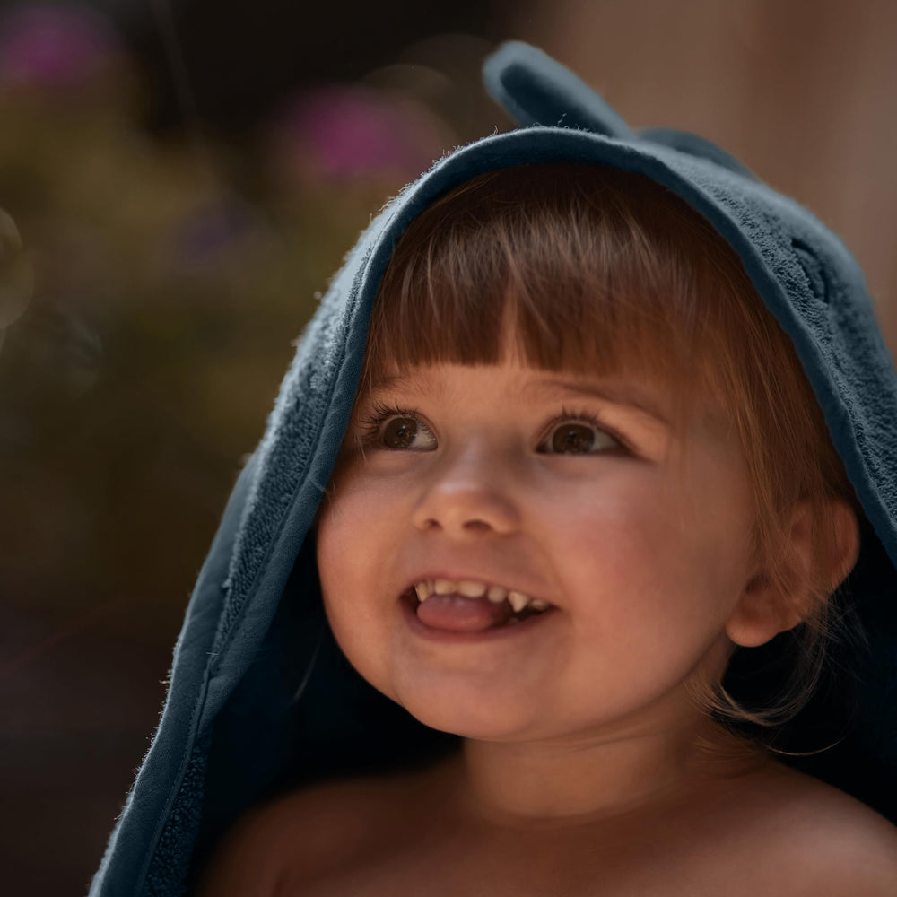 Huxie Dino Tradewinds hooded towel gift-ready packaging, perfect for showers