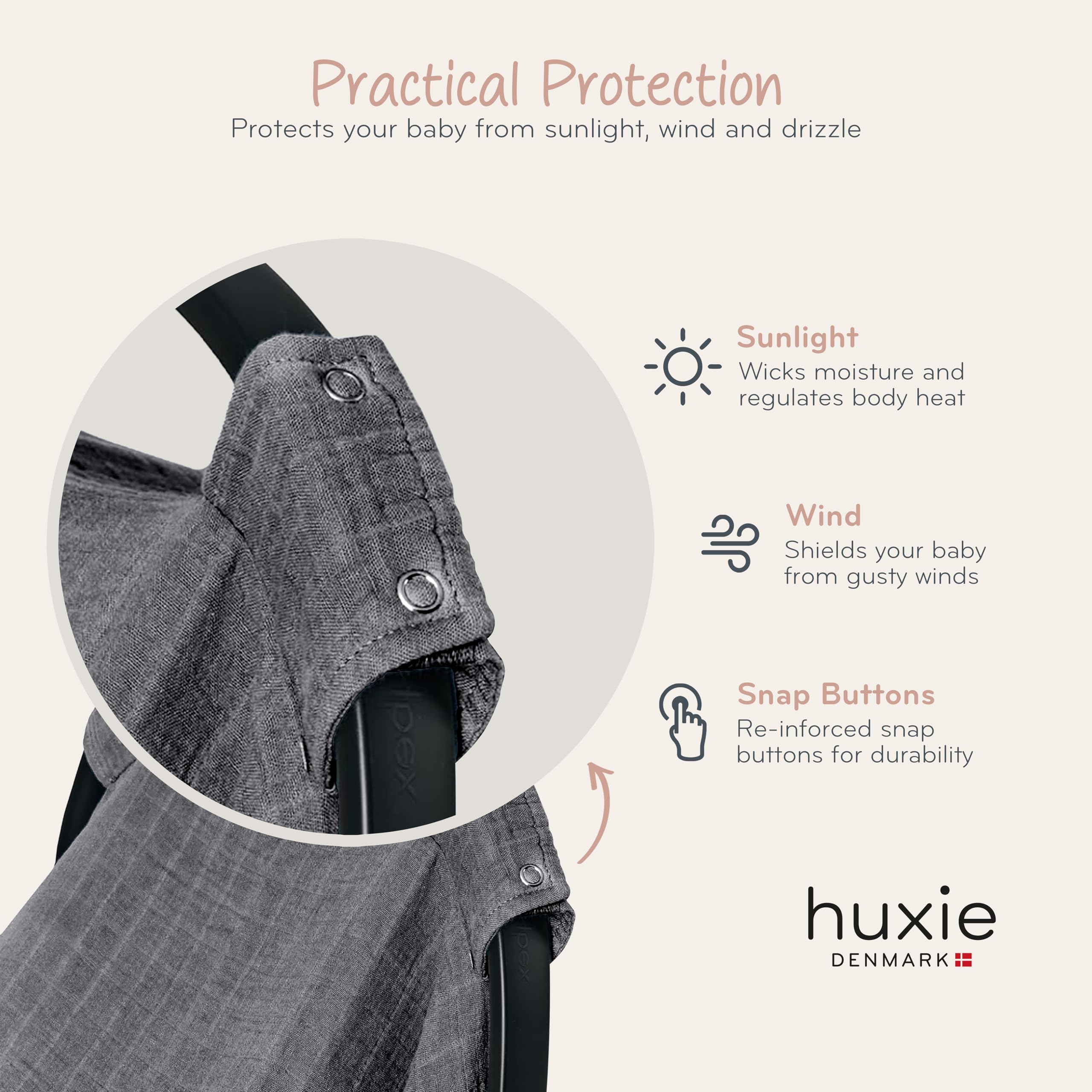 Huxie gender-neutral soft grey design ideal for baby registry gifts