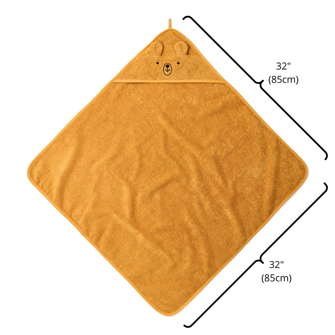 Huxie hooded towel provides a cozy wrap after bath or beach.