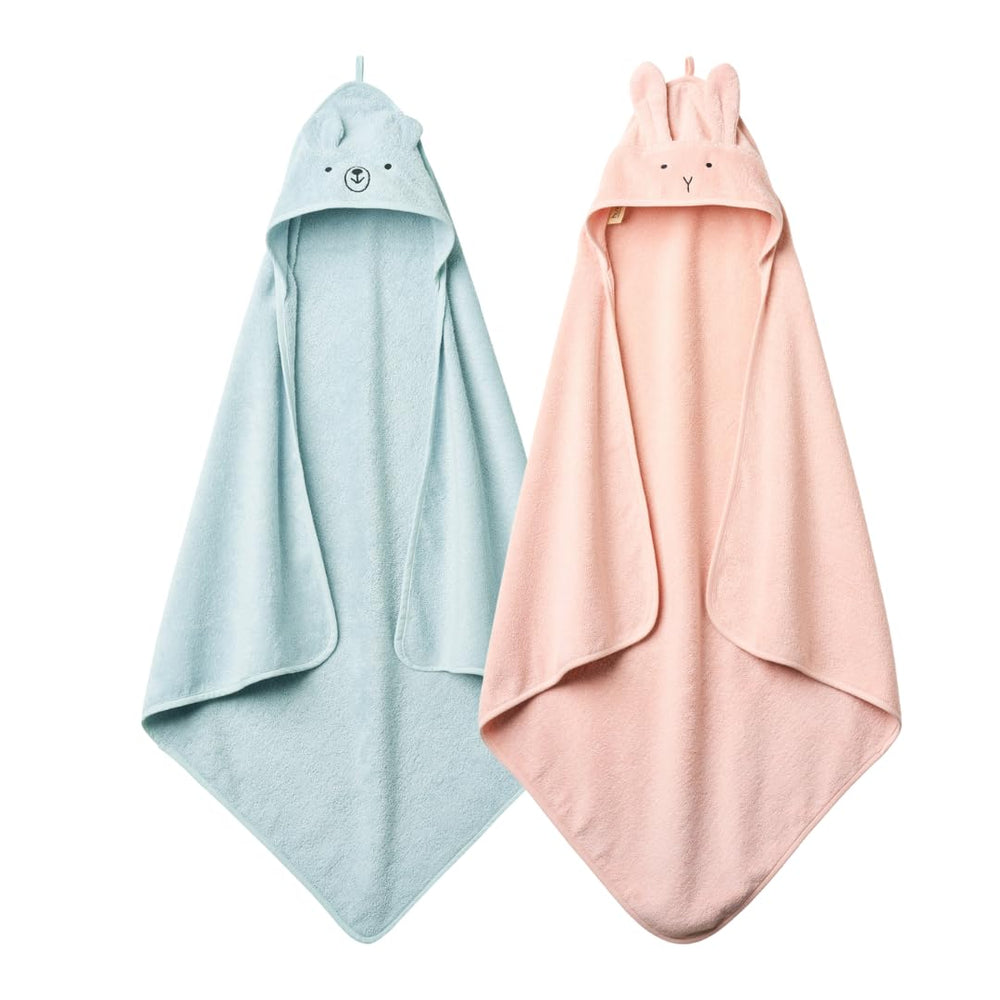 Huxie hooded towel Rabbit Blush close-up shows ultra-soft organic cotton.