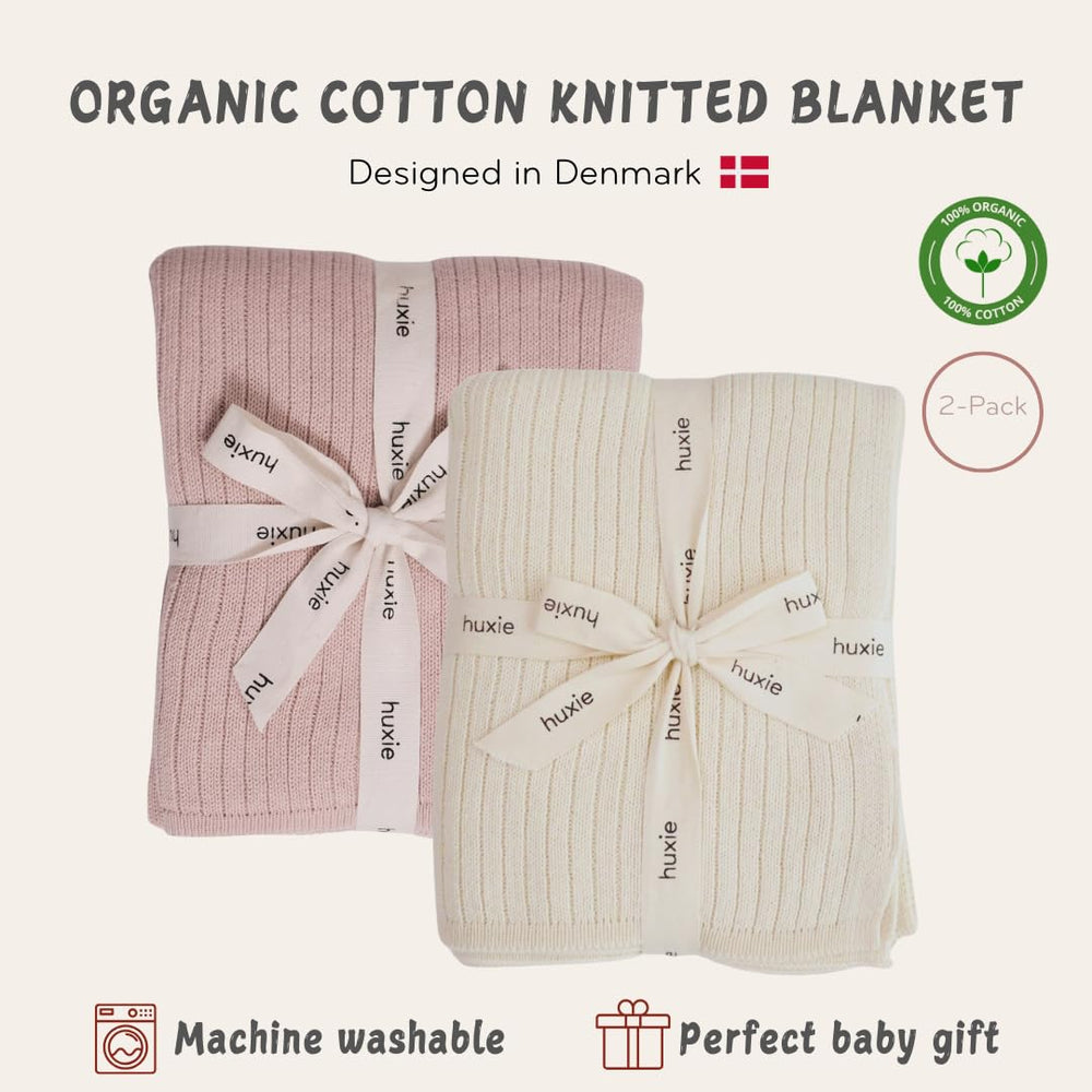 Huxie knitted baby blanket texture closeup reveals breathable knit weave.