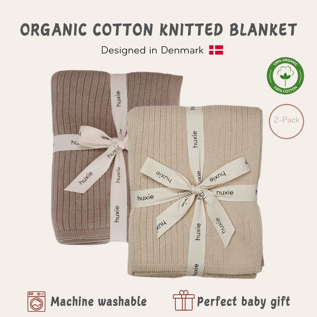 Huxie knitted blanket mochachino color providing gentle warmth for naps.