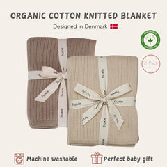 Huxie knitted blanket mochachino color providing gentle warmth for naps.