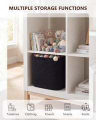 HUZNXVY cube storage bin black side view for tidy closet organization