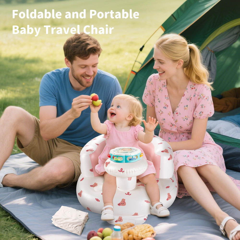 Hvygss tray holds bottles and toys for easy supervision