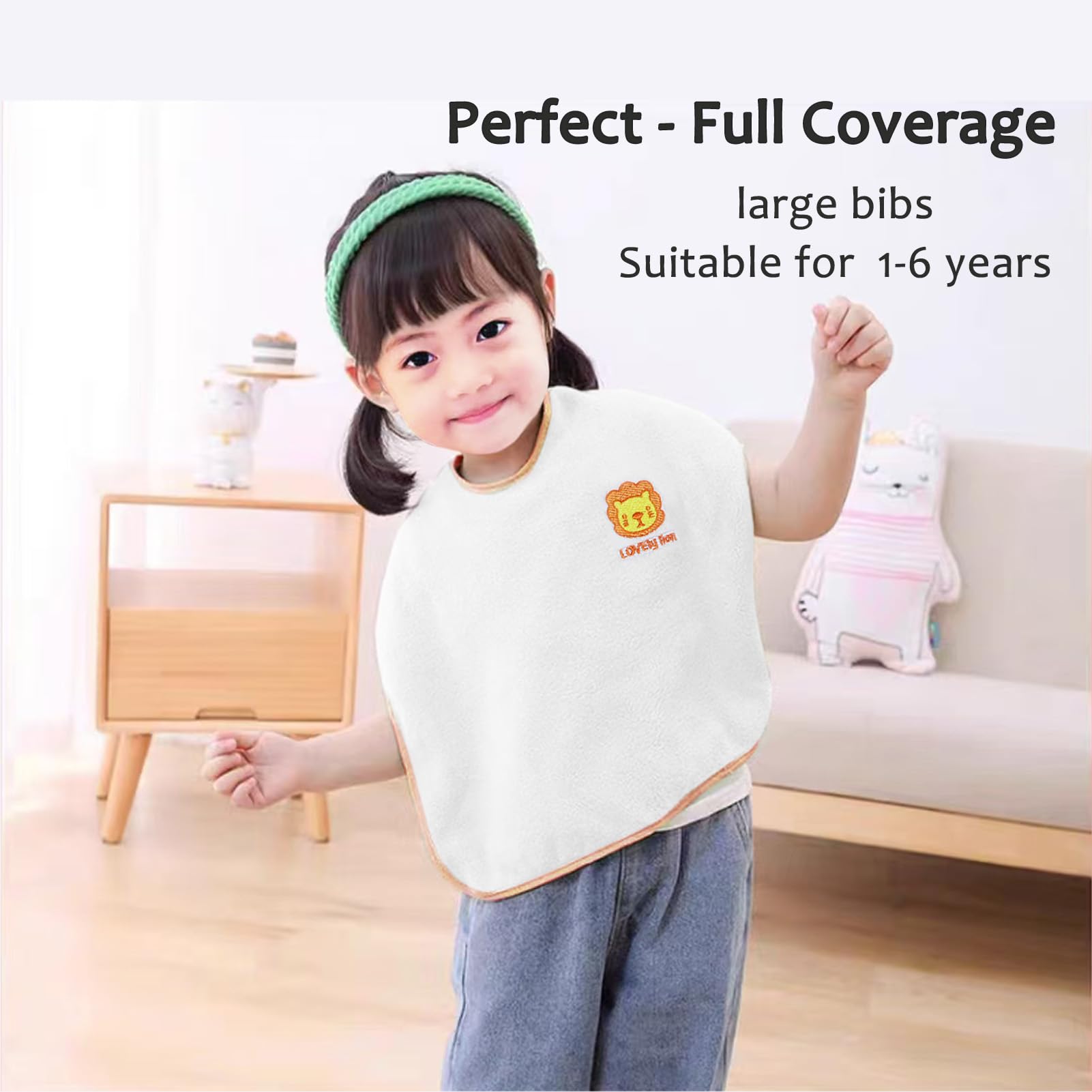 Hwieccogts absorbent coral fleece bib for dry, comfortable wear