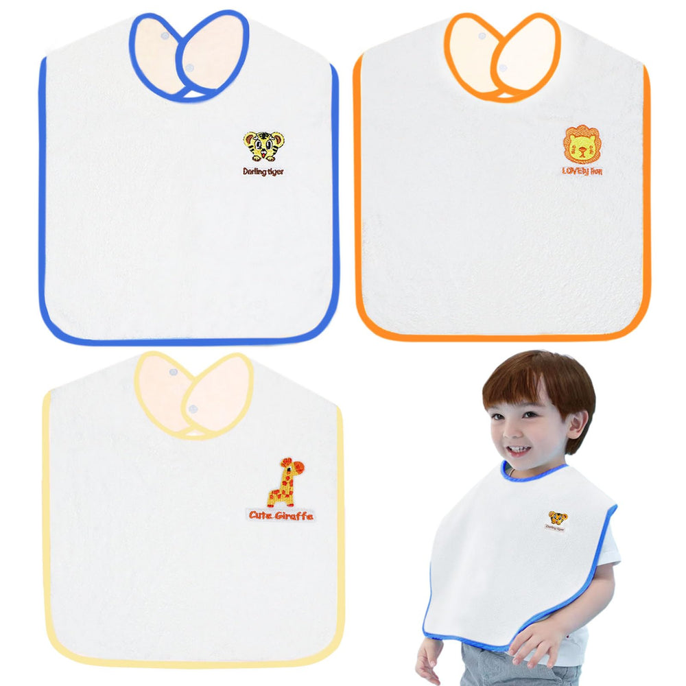 Hwieccogts baby bibs 3-pack front view showing full coverage during meals