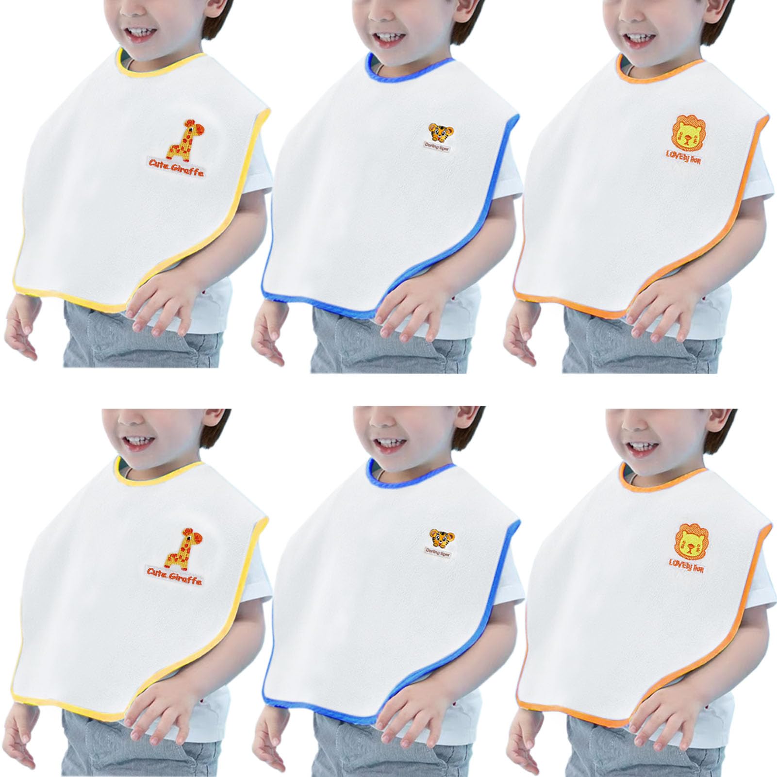 Hwieccogts full-coverage toddler bib protects clothes at meals.