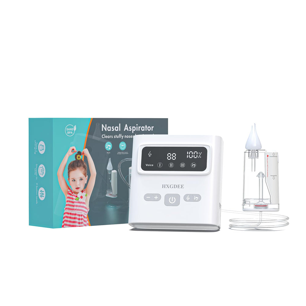 HXGDEE nasal aspirator showing 9 level suction for controlled nose cleaning