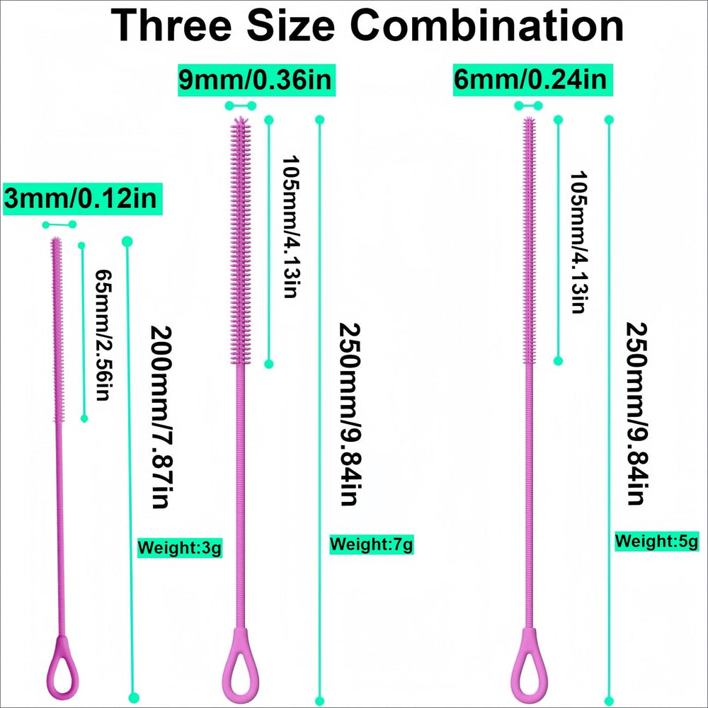 HXHKH pink silicone straw cleaner with 6mm tip for medium openings