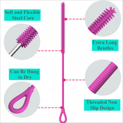 HXHKH pink silicone straw cleaner with 9mm tip for wide openings