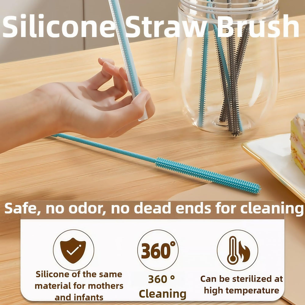 HXHKH soft bristle silicone straw cleaner protects delicate surfaces