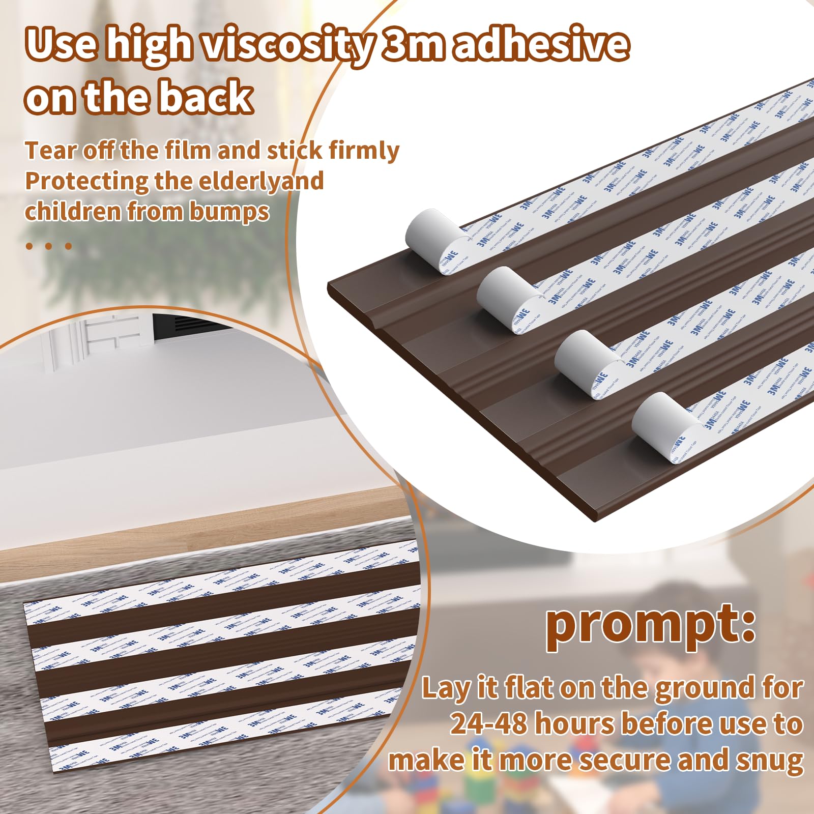 HXHMZP adhesive-backed fireplace mat with secure 3M backing for installation