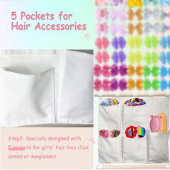 HY.MIS cotton canvas pockets securely hold hair accessories.