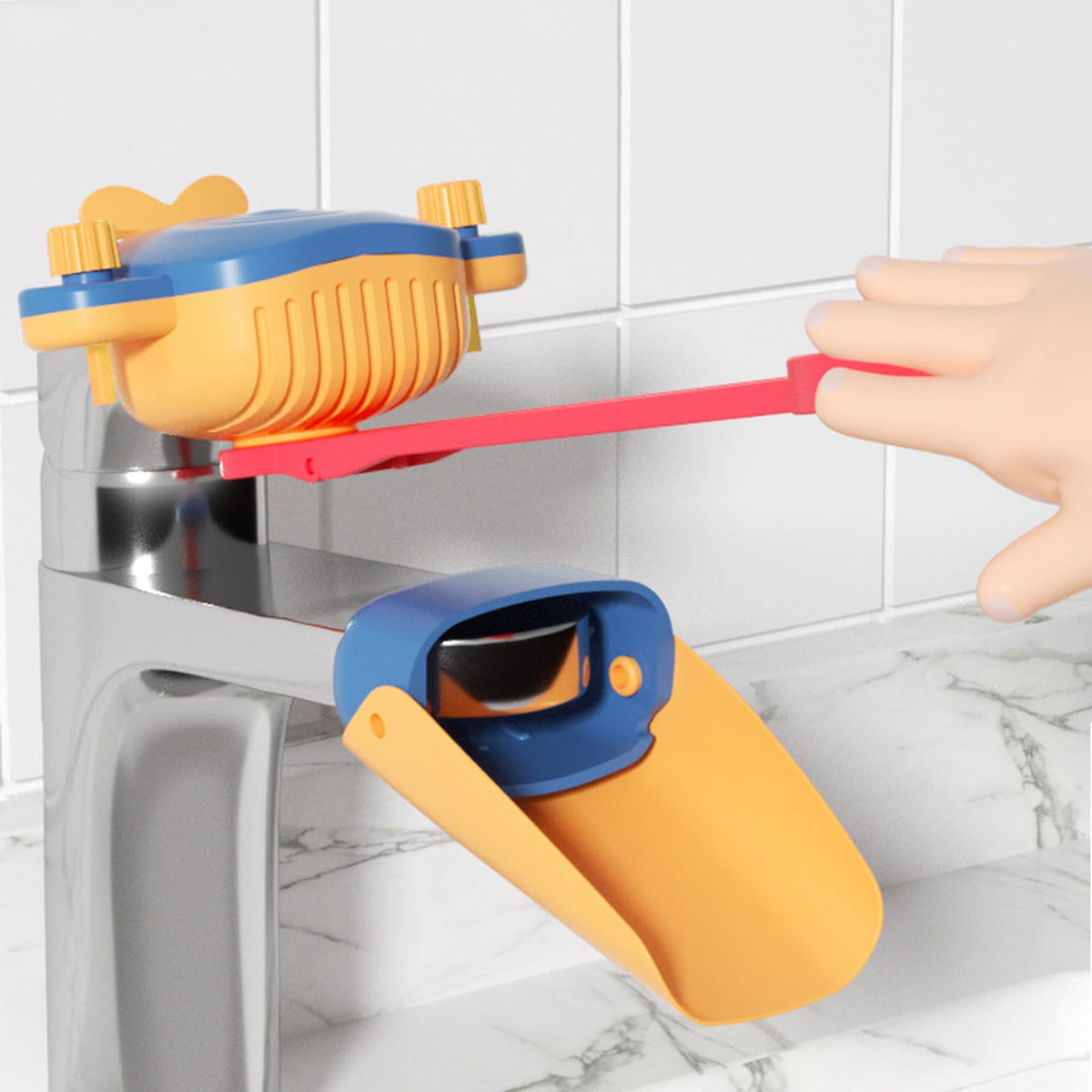 HyabDiop faucet handle extender blue; child-friendly reach for independent hand washing.