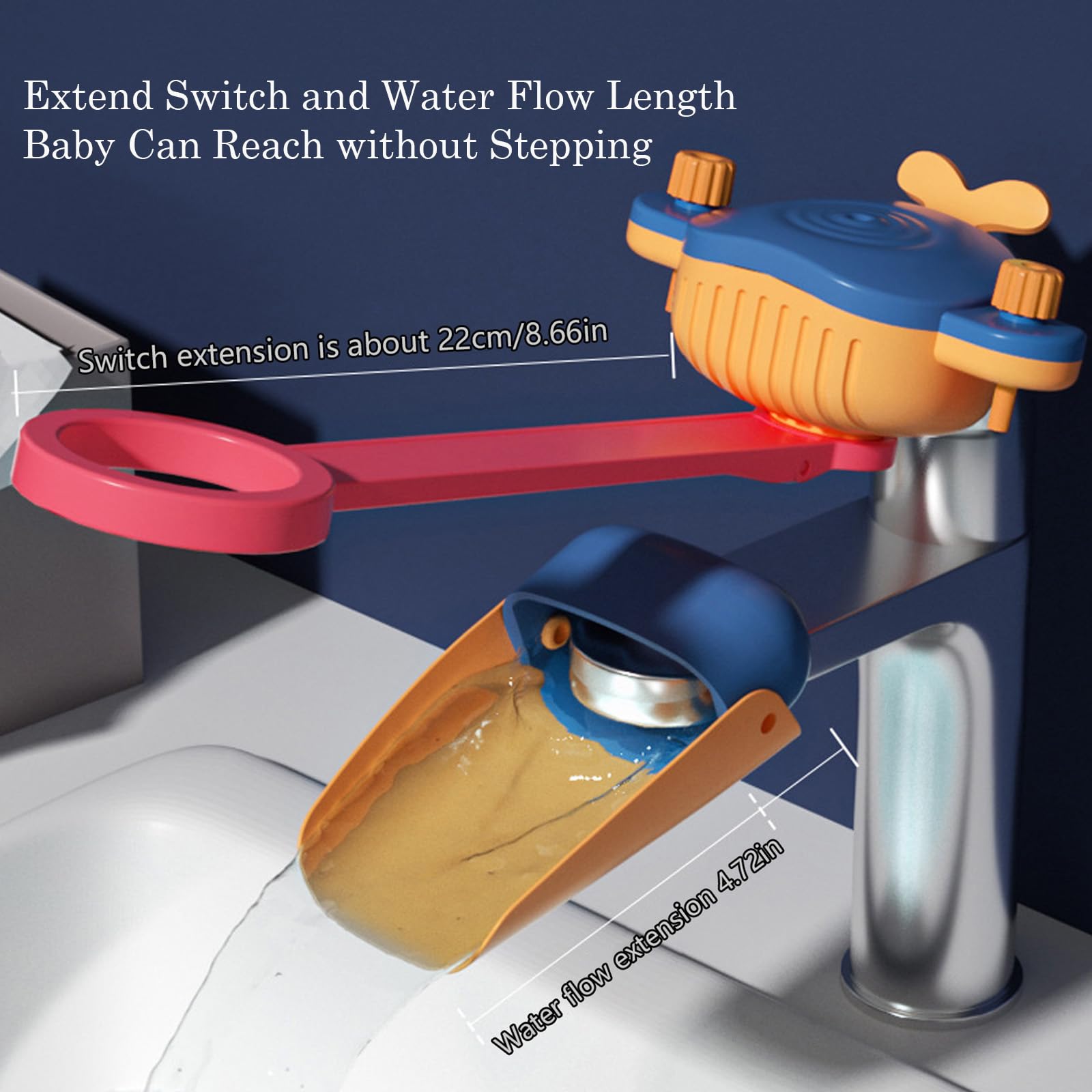 HyabDiop faucet handle extender yellow; safe, splash-reducing design for kids.