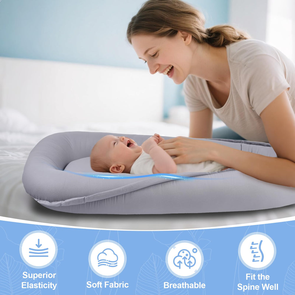 HychYAYA baby lounger safety certifications badge highlights trusted design.