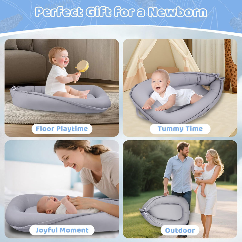 HychYAYA easy-care baby lounger with machine-washable cover for hygiene.