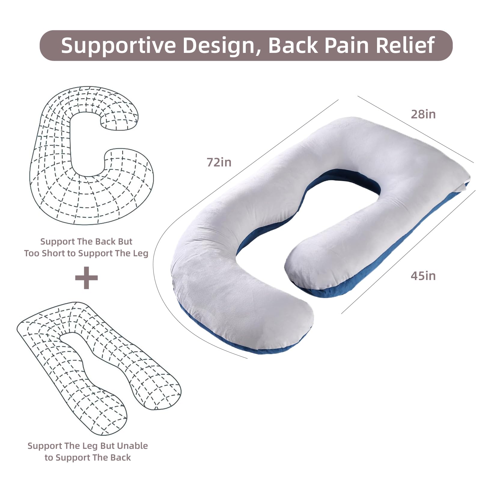 HychYAYA maternity pillow offering side sleeper and back support for better rest.