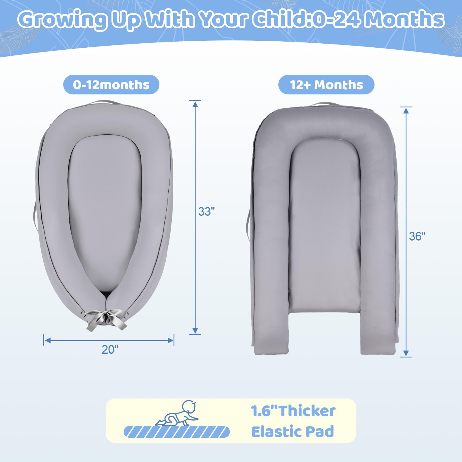 HychYAYA travel-friendly baby nest with carrying handles for on-the-go use.