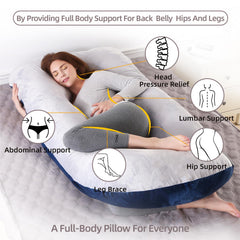 HychYAYA U-shape pregnancy pillow designed for versatile sleeping and relaxing positions.