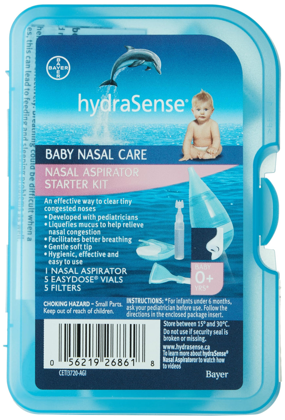 HydraSense aspirator nozzle enables soft suction for comfortable nasal relief.