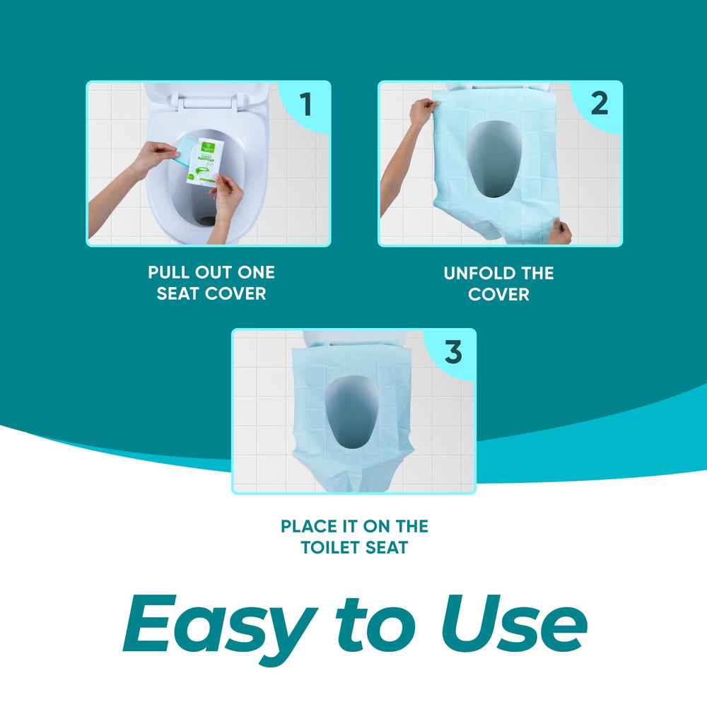 Hygeline covers with two adhesive strips to stay in place in public restrooms