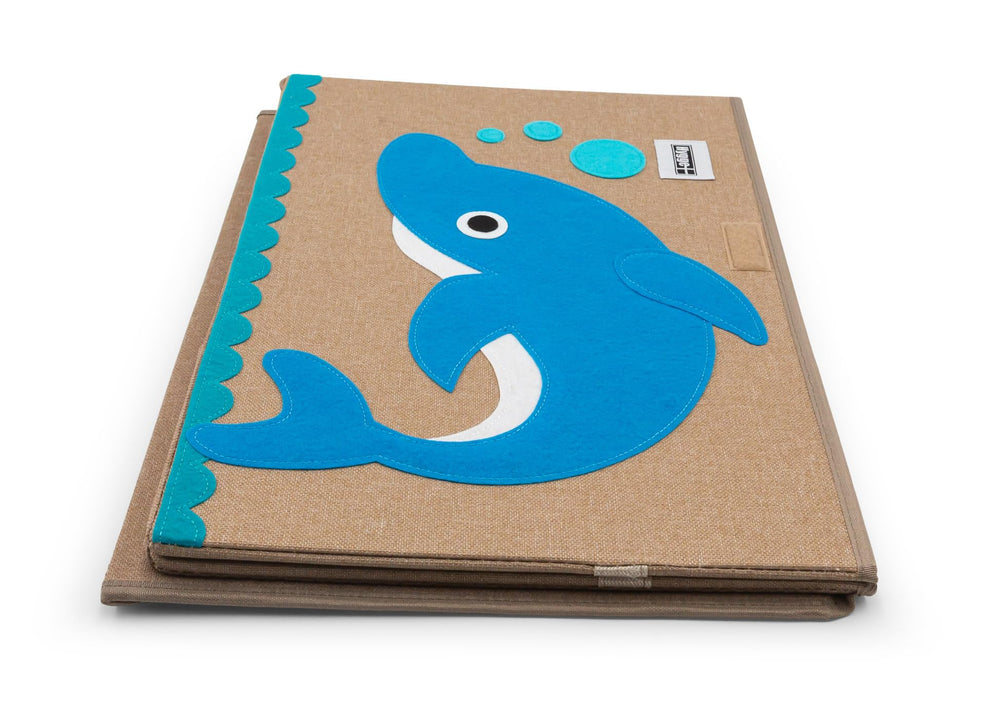 Hygge Plus bin for books and toys, easy to spot on shelves.