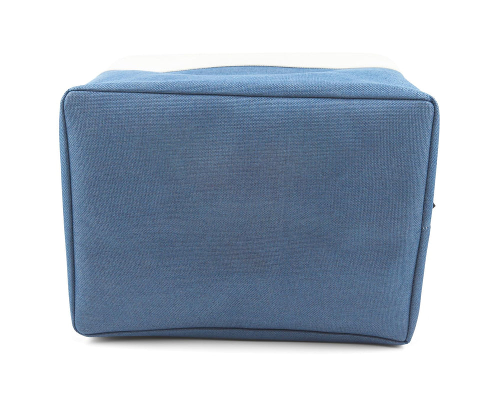 Hygge Plus linen storage bin used for toy storage in playroom.