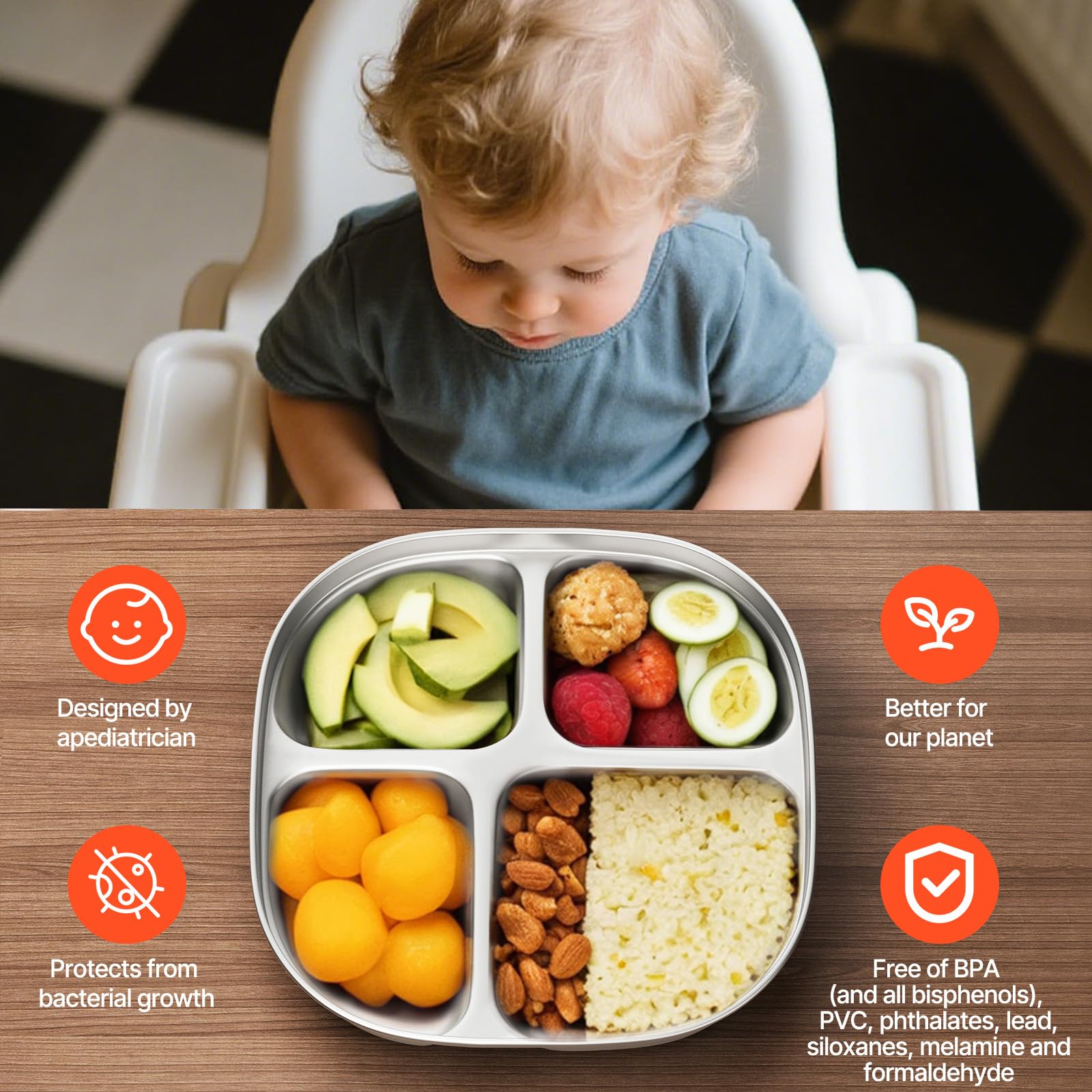 Hyperzacc durable steel plate replaces plastic snack containers at home and outings.
