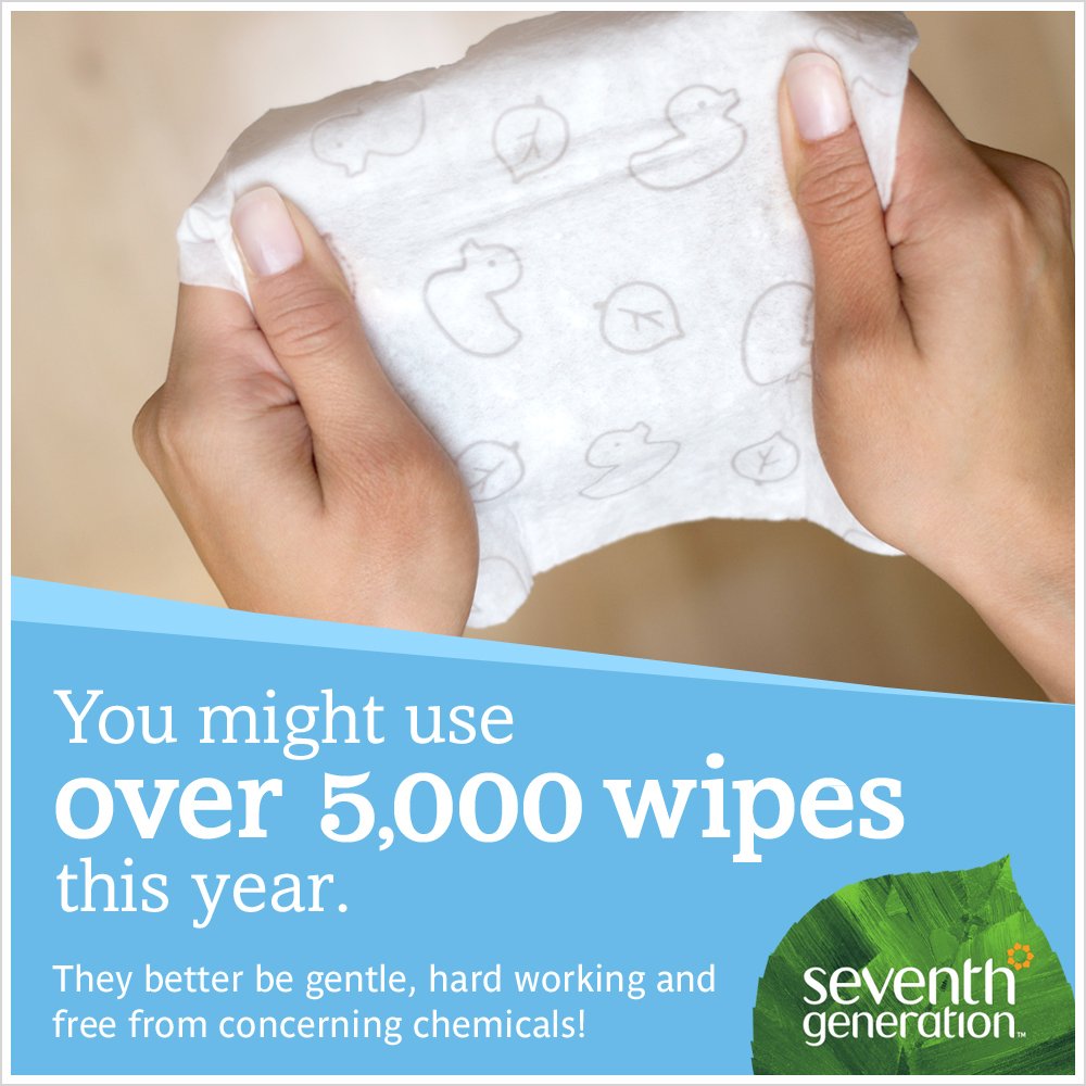 Hypoallergenic Seventh Generation wipes safe for baby skin.