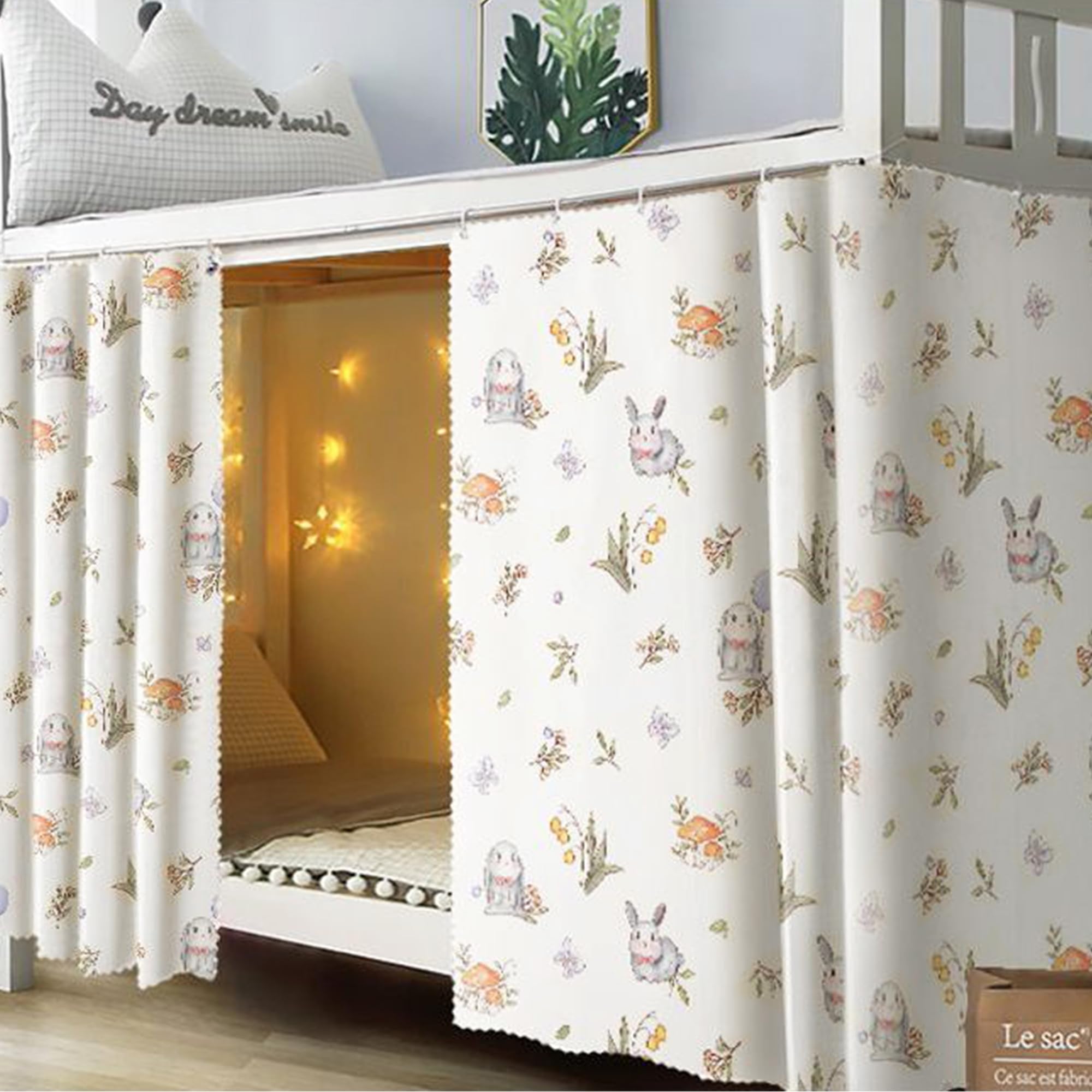 Hyuyikuwol rabbit pattern canopy adds playful charm and personal space.
