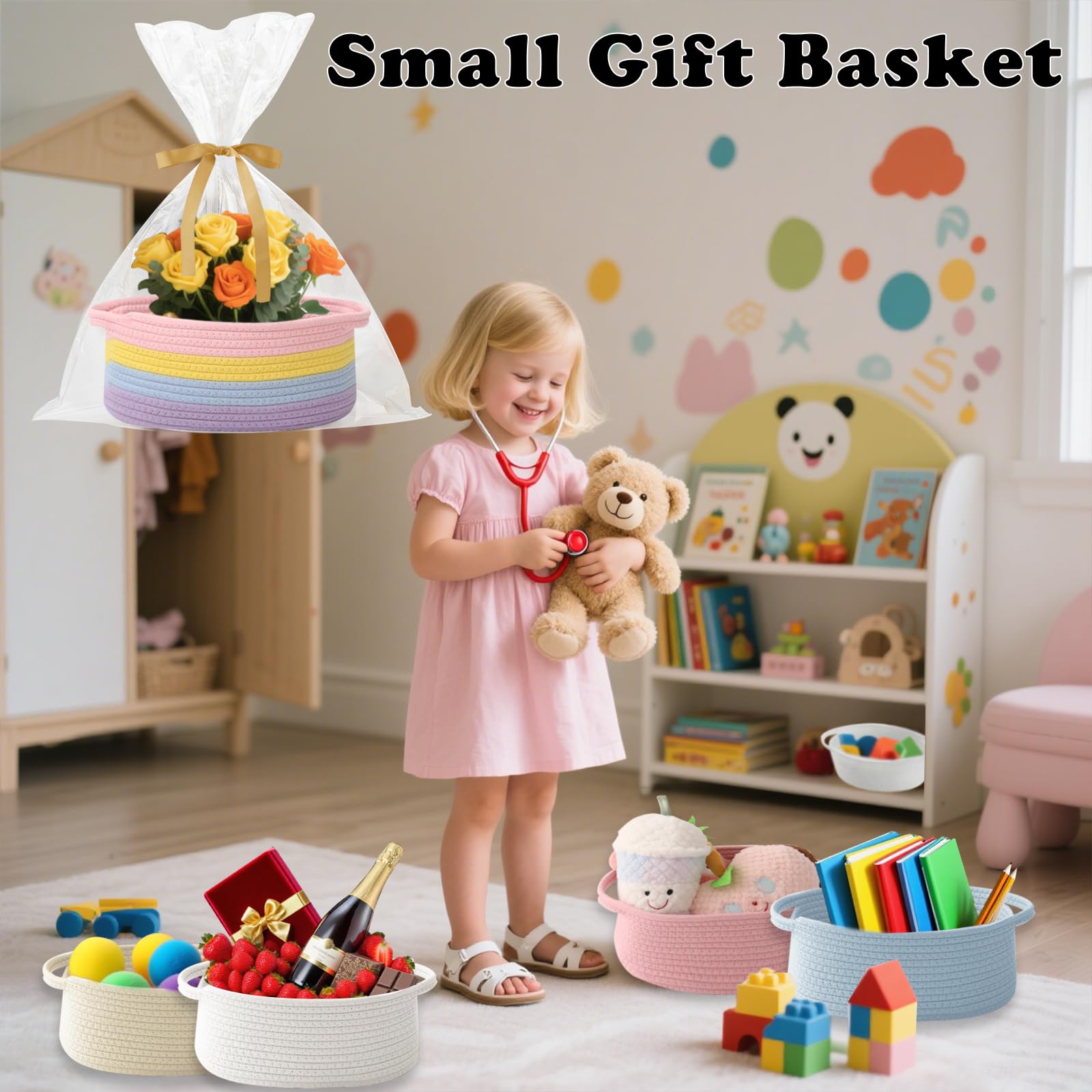 HZFTJOY Basket with handles for easy carrying and display.