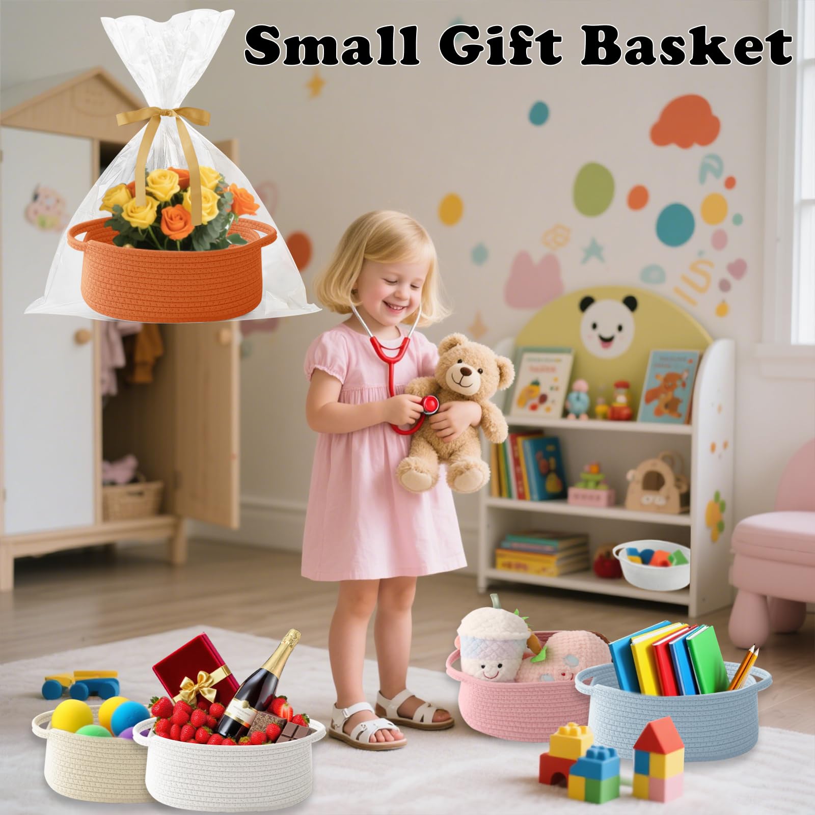 HZFTJOY gift-ready basket with ribbons for celebrations