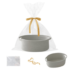 HZFTJOY gift basket grey with bag and ribbons, perfect for gifting and décor.