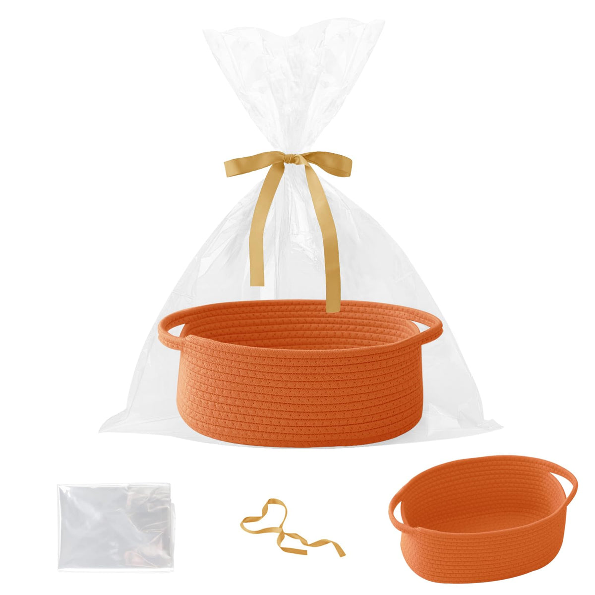 HZFTJOY gift basket orange with gift bag and ribbons for gifting
