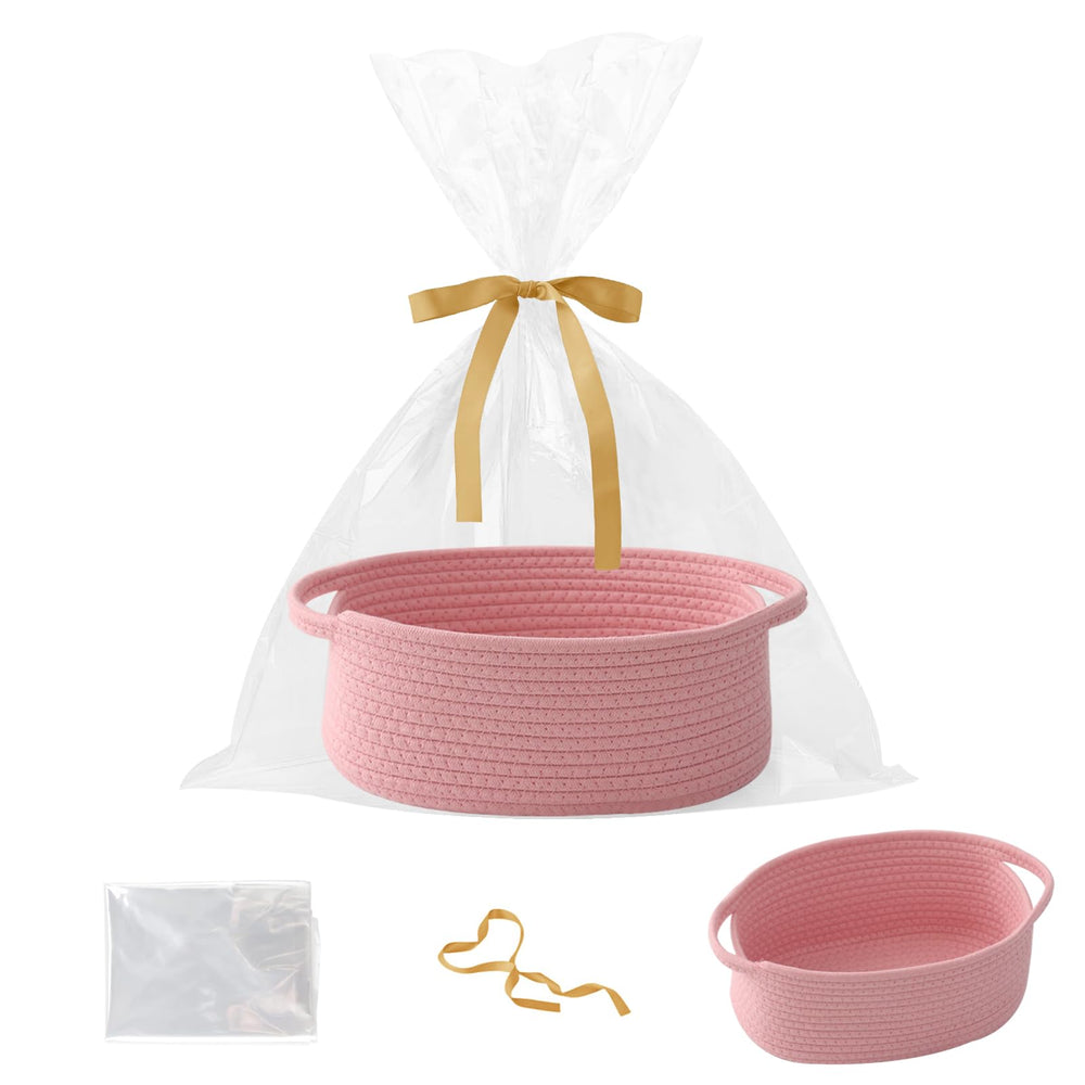 HZFTJOY gift basket with pink handles for stylish organization.