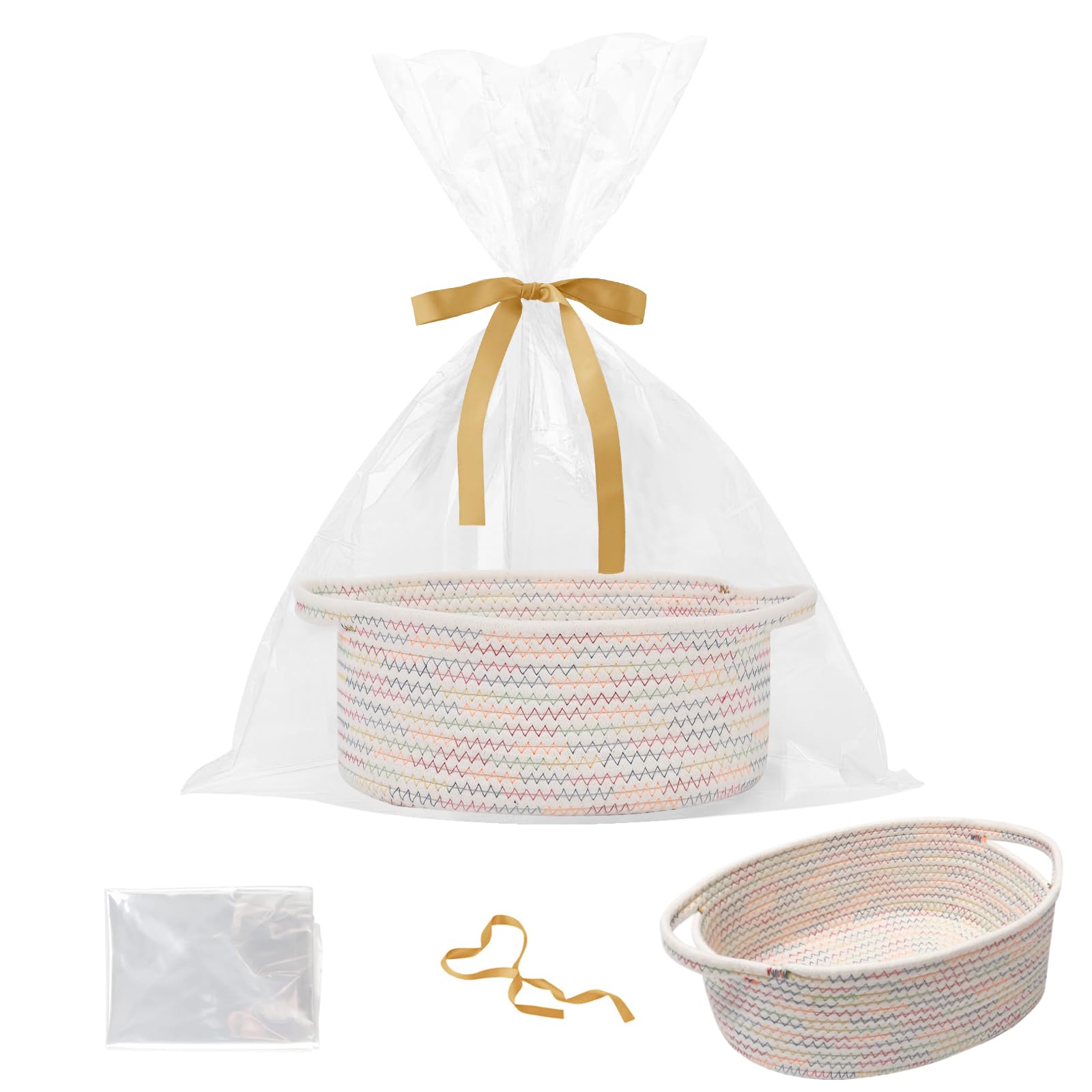 HZFTJOY gift basket with bag and ribbons for gift-ready presentation.