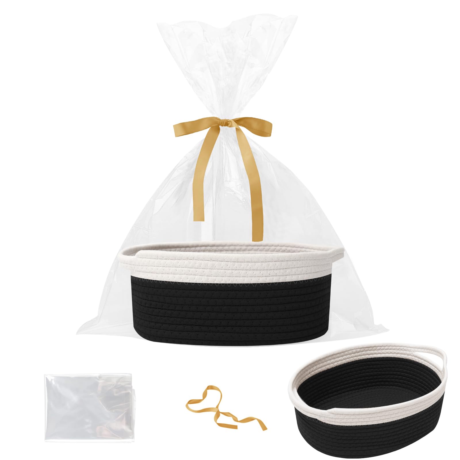 HZFTJOY gift basket with bag and ribbon, ready for gifting