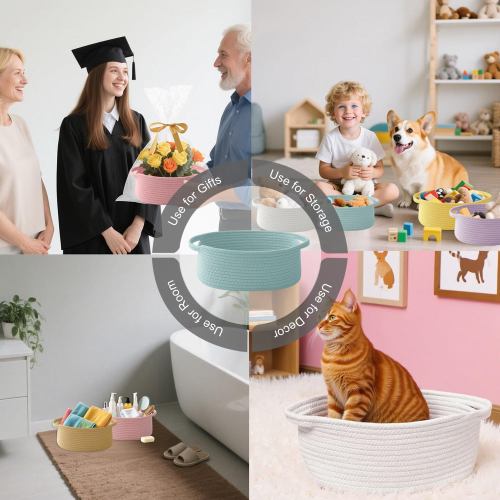 HZFTJOY durable woven basket supports light items like magazines, remotes, or snacks.