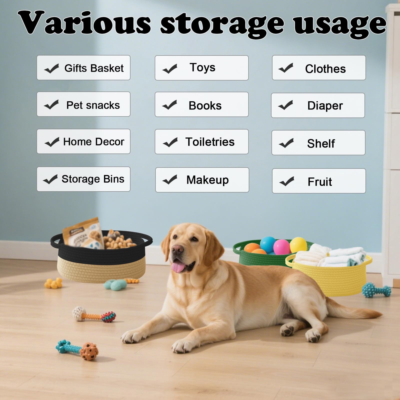 HZFTJOY multi-purpose storage basket neatly tidies living spaces.