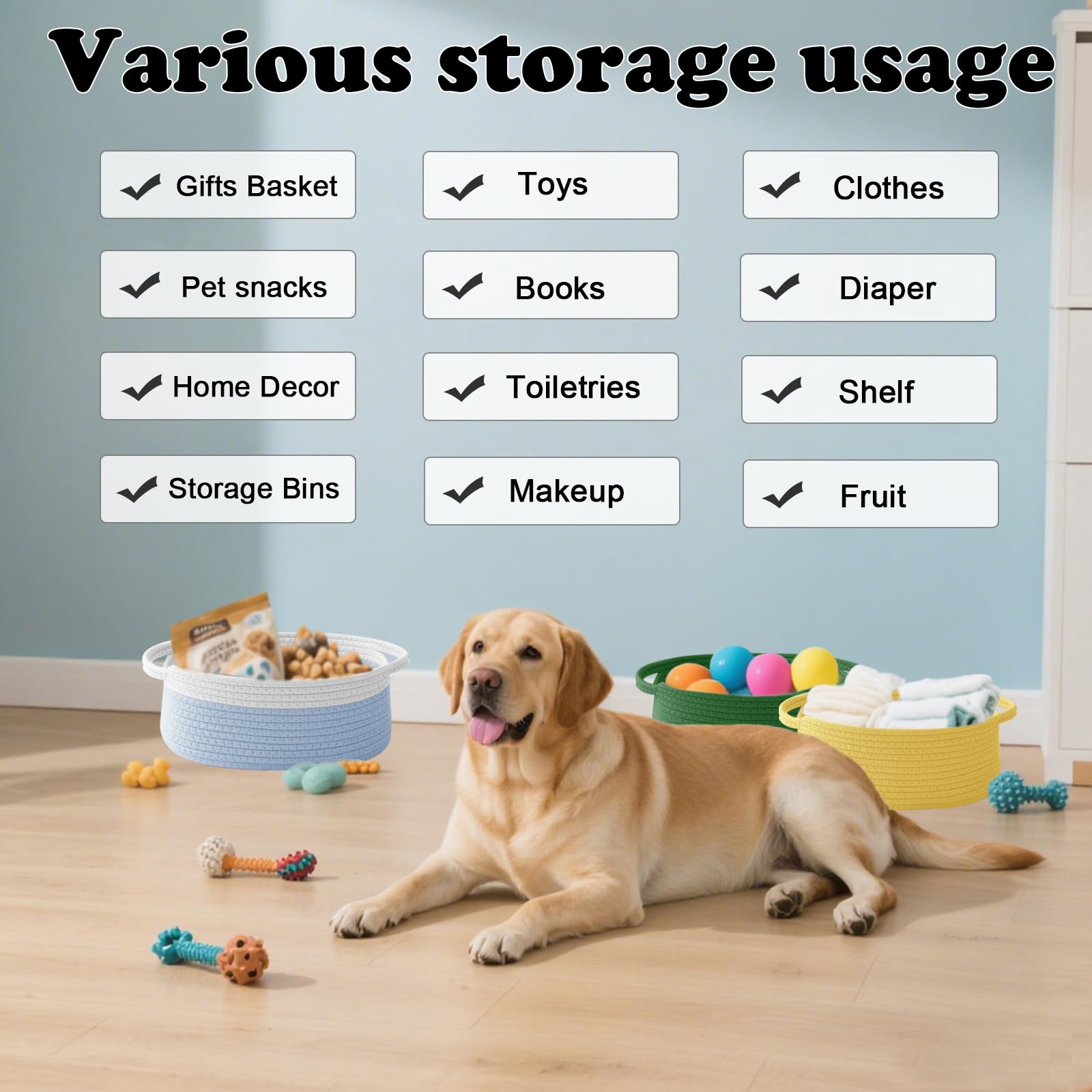 HZFTJOY multi-purpose storage basket for snacks, remotes, books