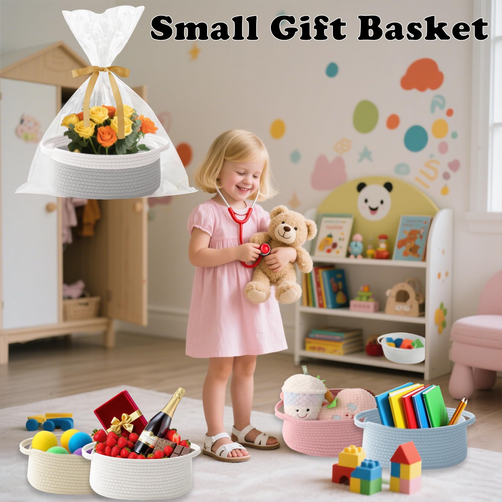 HZFTJOY multi-purpose storage basket for shelves, drawers, and surfaces.